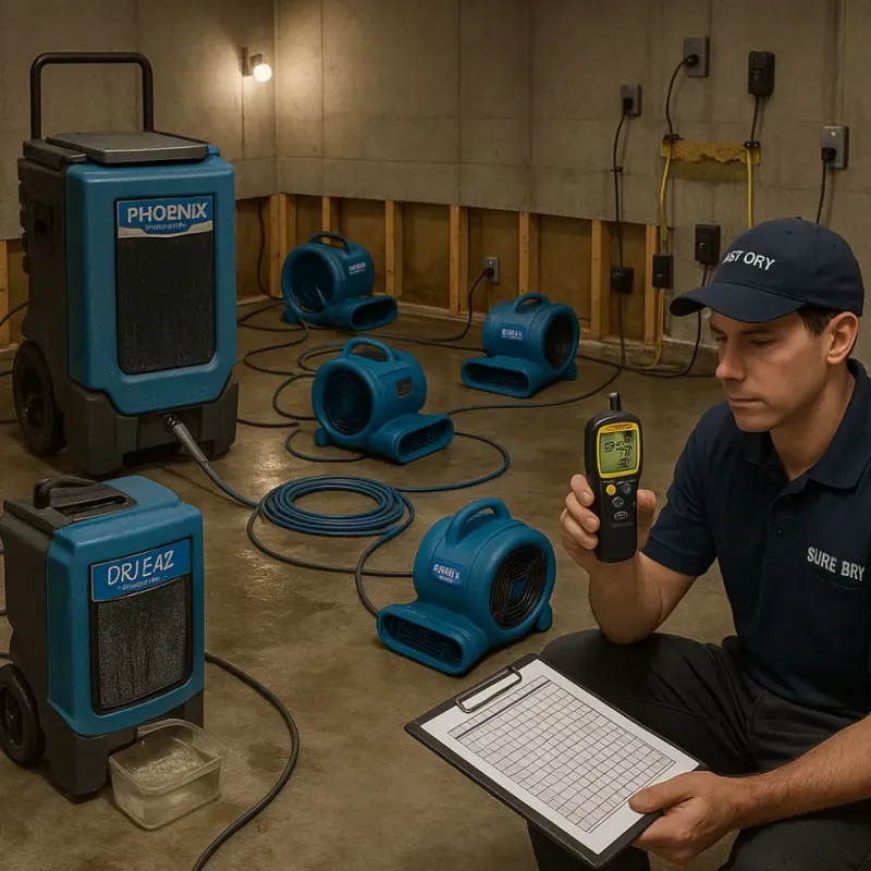 Structural Drying and Dehumidification process in Cherry Valley, IL
